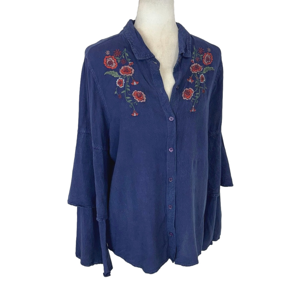 D & Kade navy embroidered shirt